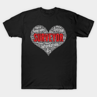 Surveyor Heart Shape Word Cloud Design graphic T-Shirt